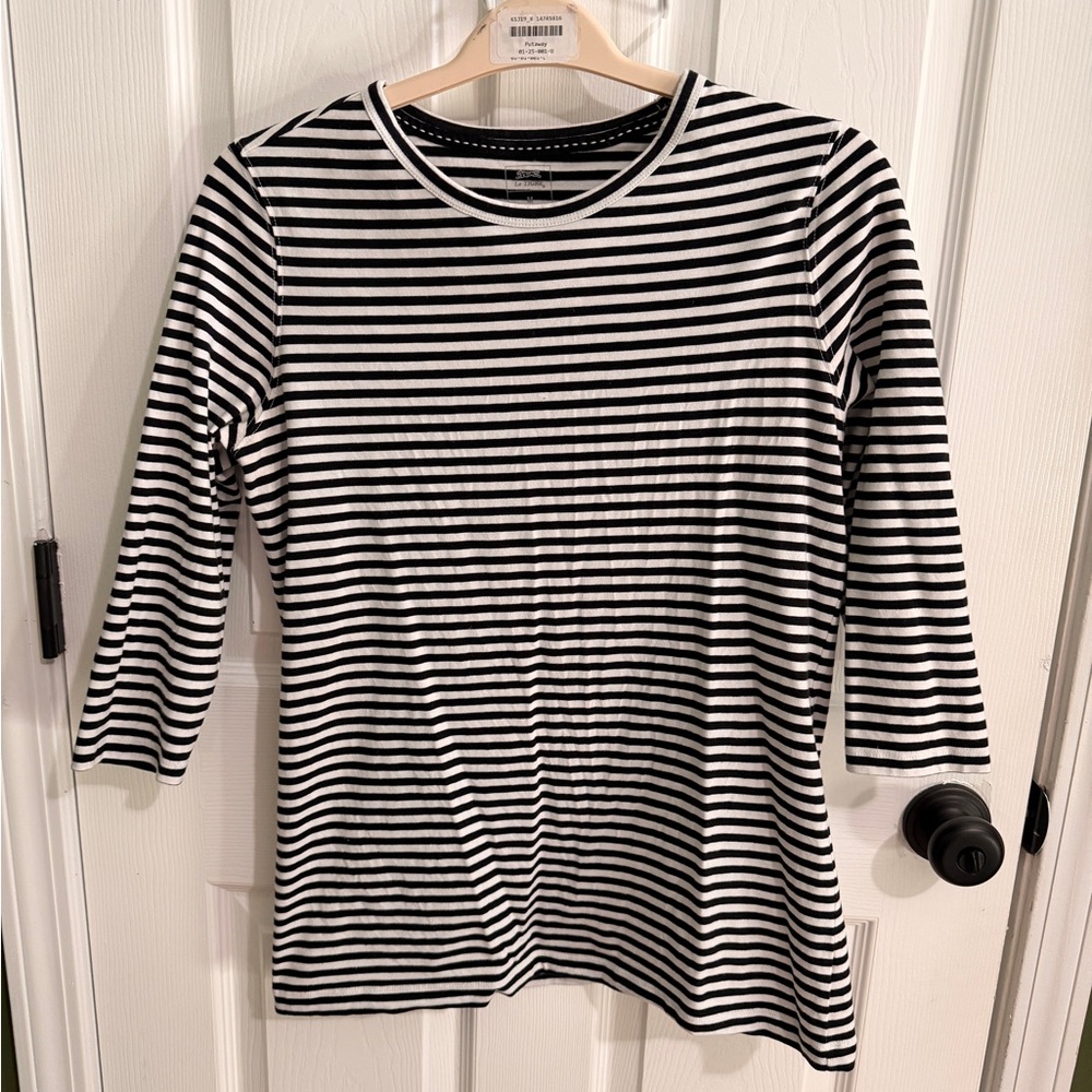 Le Tigre Black and White Striped Long Sleeve Top
